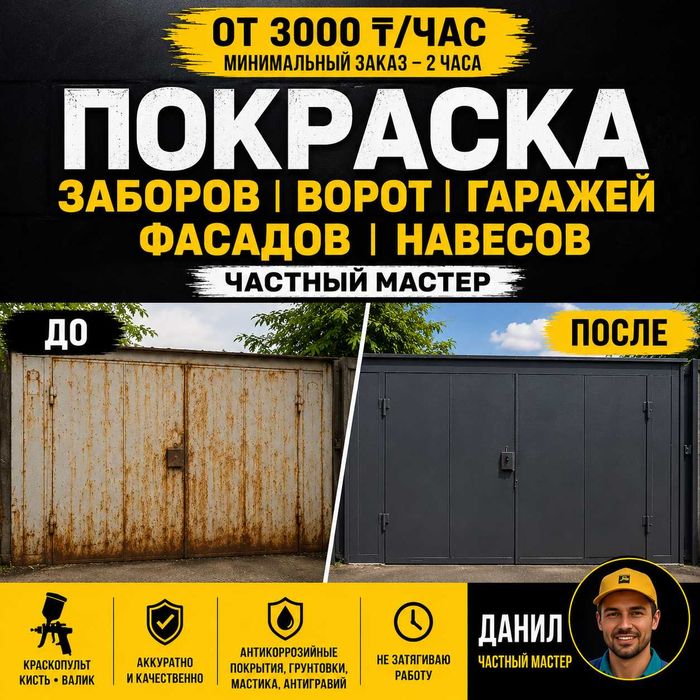 Покраска заборов, ворот, гаражей и фасадов. Частный мастер!