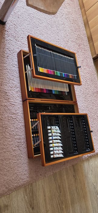 Set pictura si desen, trusa lemn, 174 piese