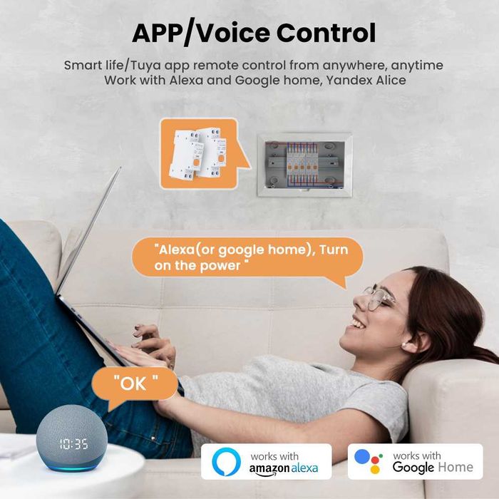 AVATTO WCB-16 WiFi смарт прекъсвач 63 A 1P+N с енергиен монитор