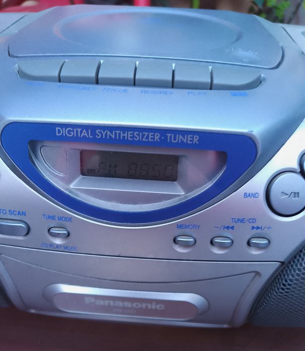 Panasonic RX-D12 Boombox Blue/Silver CD/Cassette Tape Player/Radio