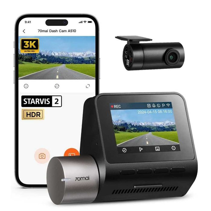 Видеорегистратор Xiaomi 70Mai Dash Cam 4K A510 + Rear Cam Set