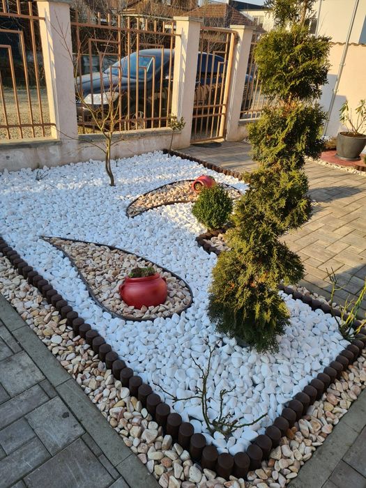 Marmura alba Thasos Pietricele decorative Piatra Gradina amenajari