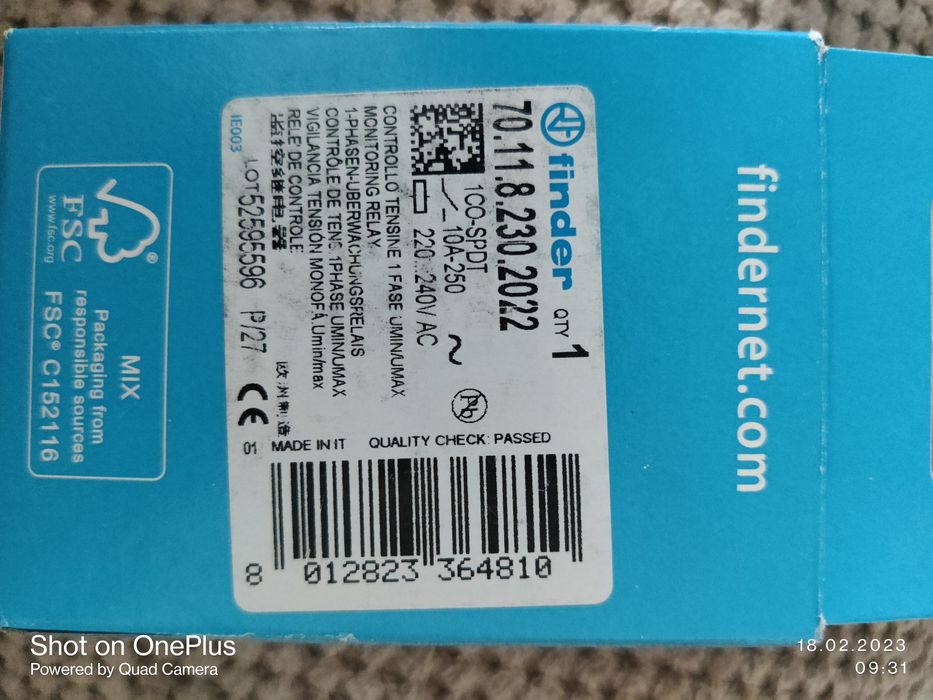 Реле контроля напряжения Finder