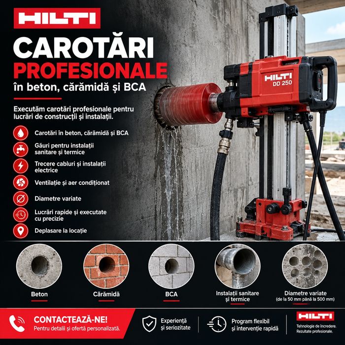 Carotări profesionale în beton, cărămidă și BCA