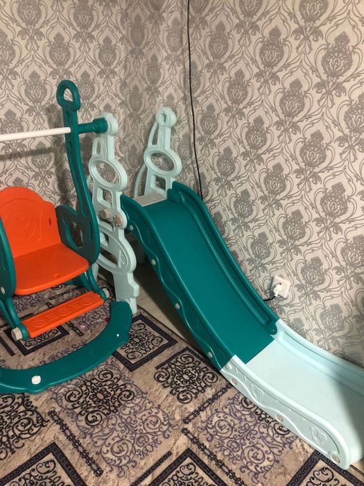 Детский горка с батутом