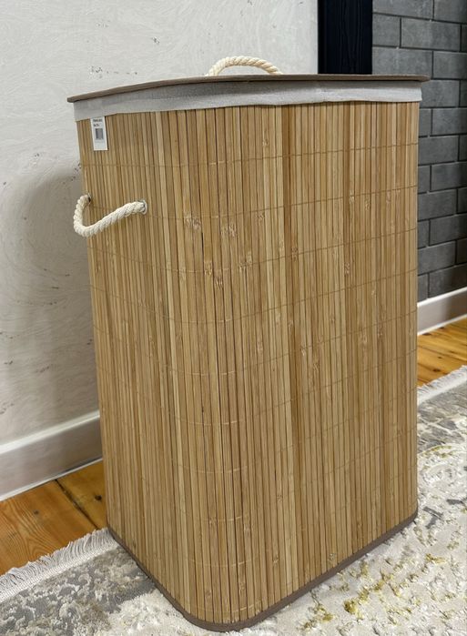 Новая корзина для белья из бамбука с крышкой | В наличии