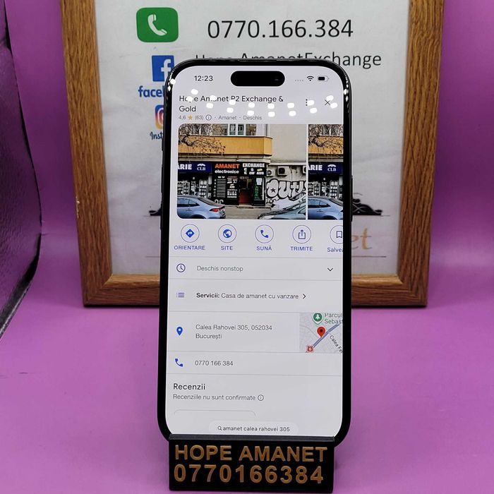 HOPE AMANET P2-iphone 15/128 GB/100 % BT0 CIC Desigilat de proba