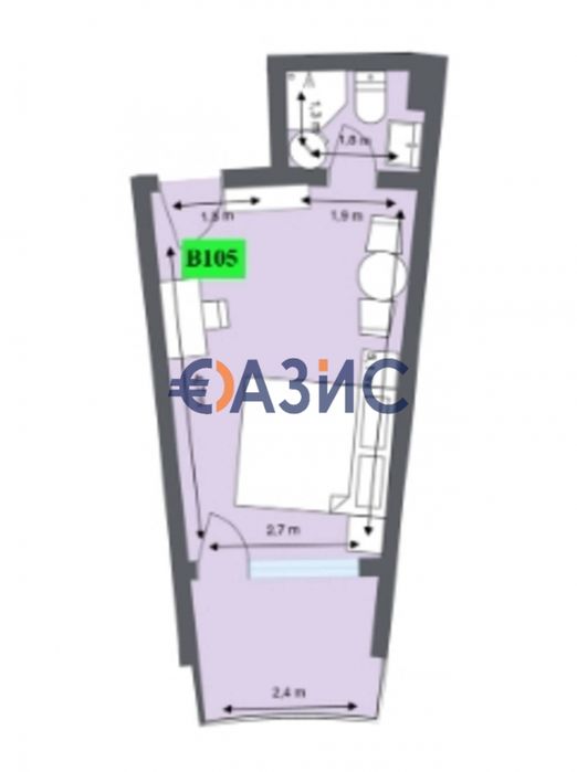 Студио на 1-ви етаж, комплекс Аквамарин,Обзор, България - 41,92 кв. м.