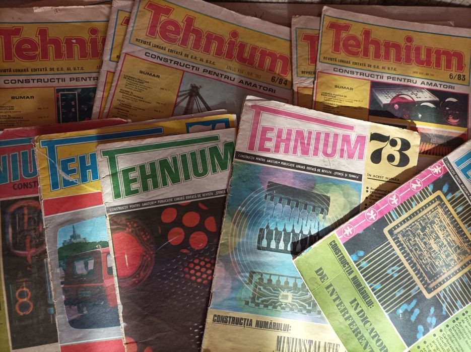 Carte și vedere Nadia Comăneci - Lot reviste Tehnium anii "73-"87 și