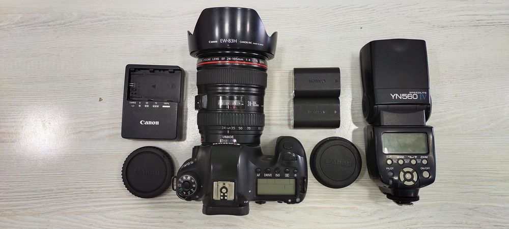 Canon 6d Sotiladi xolati idial 
Complect 24-105 Abyektiv 
2 ta batary