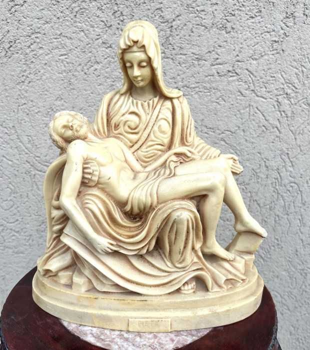 Expresiva statueta-Pieta-sculptura manuala-marcata-Italia