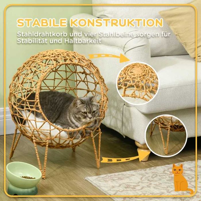 Pawhut Кошница за котки от ратан, Котешка пещера