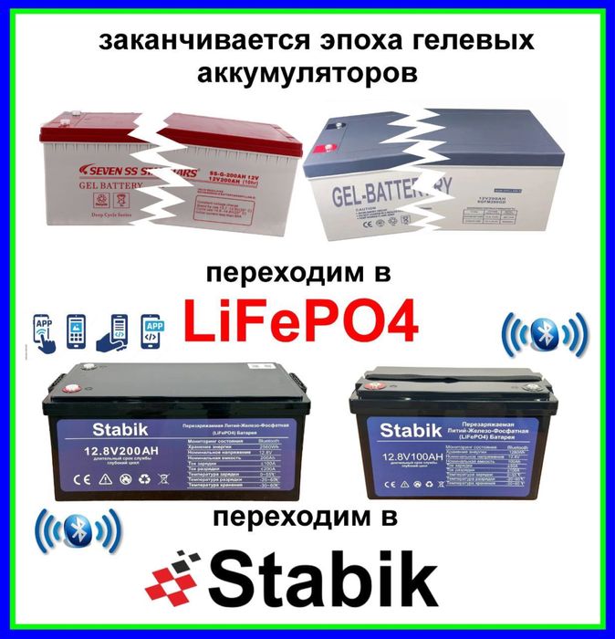 Stabik_LiFePO4 Литий-железо-фосфатные Аккумулятор (Bluetooth)