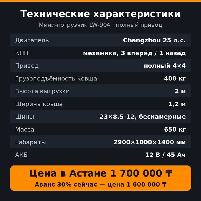 Мини погрузчики в продаже. Астана