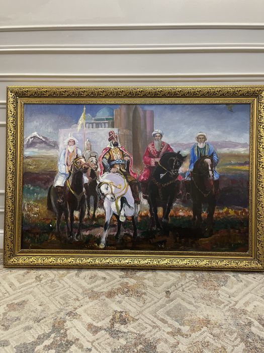 Продается картина история 3 Би и Абылайхан. Масло Холст размер 130 см