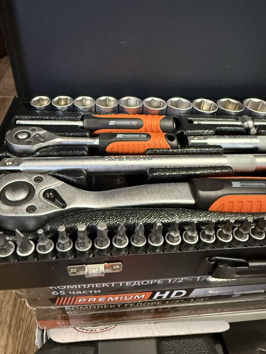 Комплект Гедоре 1/2″-1/4″ 65 части PREMIUM HD