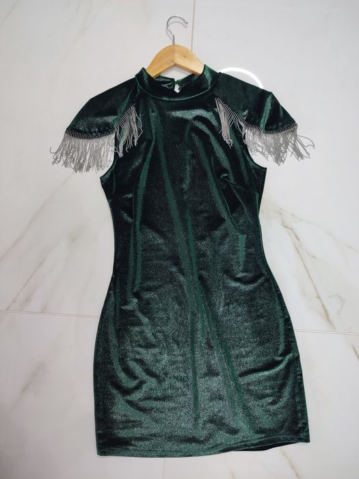 Rochie din catifea verde inchis