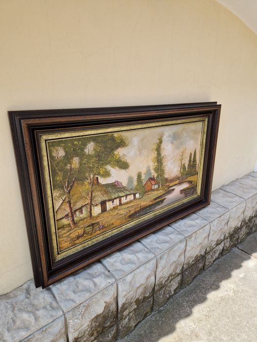 Страхотна голяма антикварна авторска картина