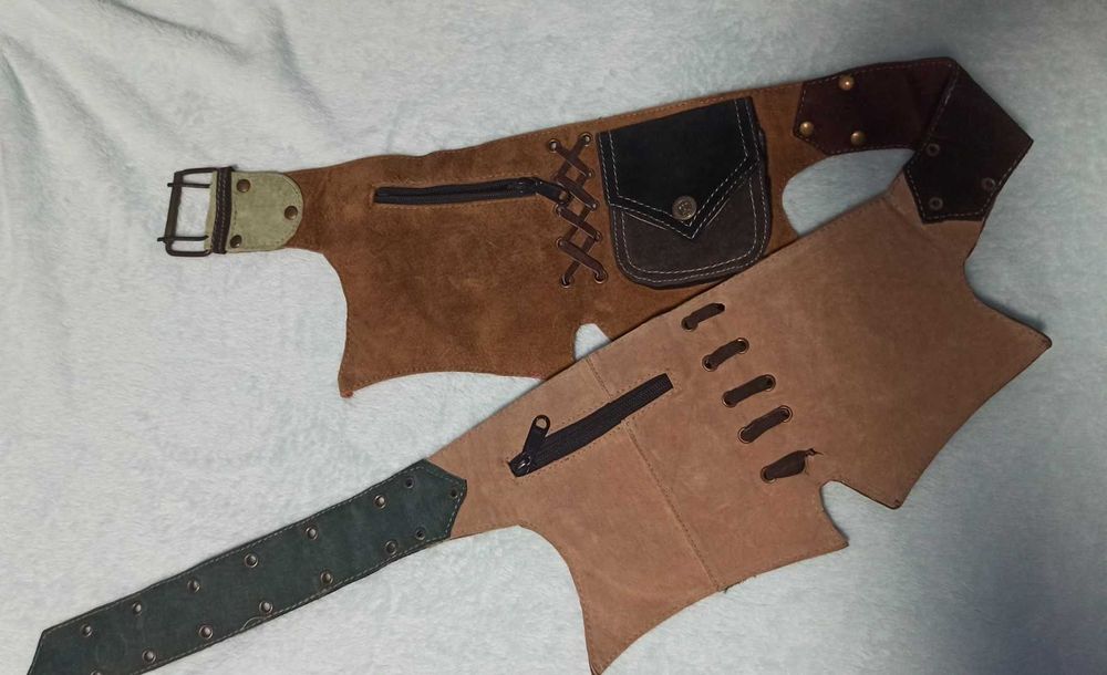 Кожаные пояса с карманами, подойдут для косплея