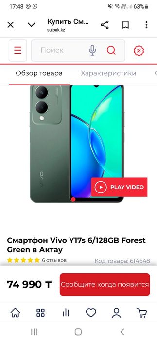 Vivo y 17s 4+4/128
