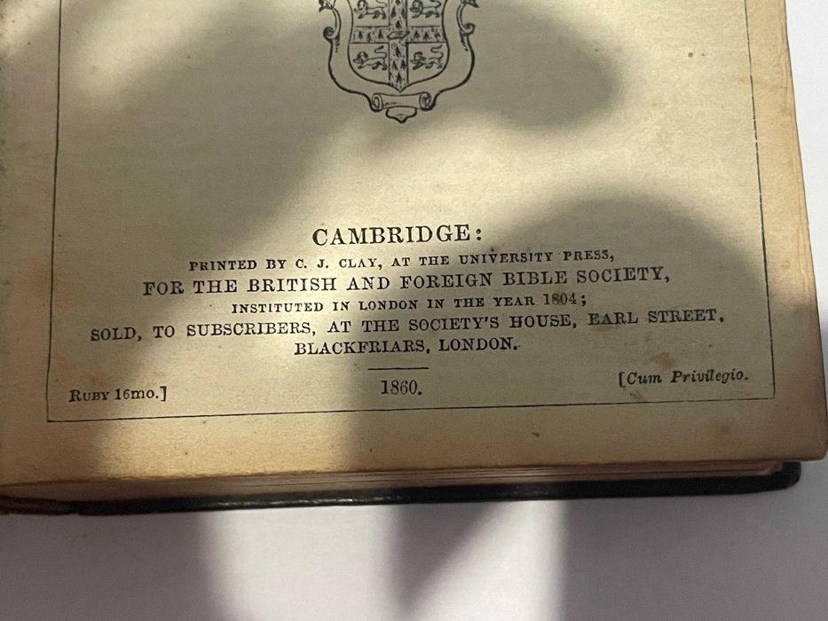 Biblia / Biblie buzunar , 1860 , engleza, coperta piele, 15x10 cm