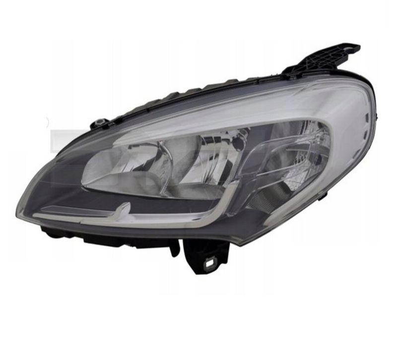 Far Fiat Doblo (263), 01.2015-, montare fata, stanga/dreapta, cu lumina de zi; H7+H7+W21W+WY21W; electric; rama cromata; cu motor; halogen