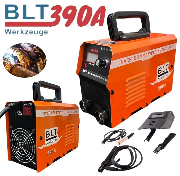 Инверторен Електрожен с Дисплей BLT Werkzeuge 390A Маска Четки и Чукче