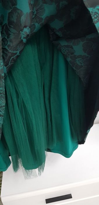Rochie ocazie, eleganta, lunga, negru/verde, marimea M/L