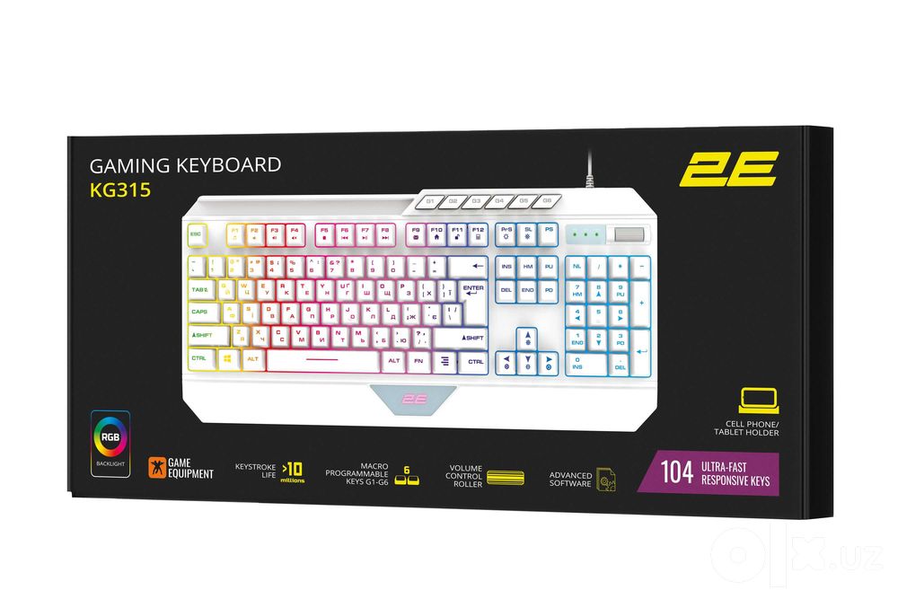 }Клавиатура мембранная 2E GAMING KG315 110key белый / 2E-KG315UWT_AK
