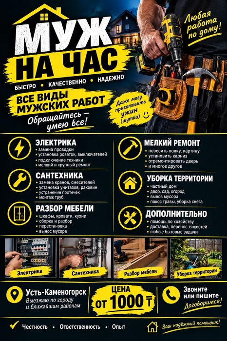 Муж на час, все описание в профиле.
