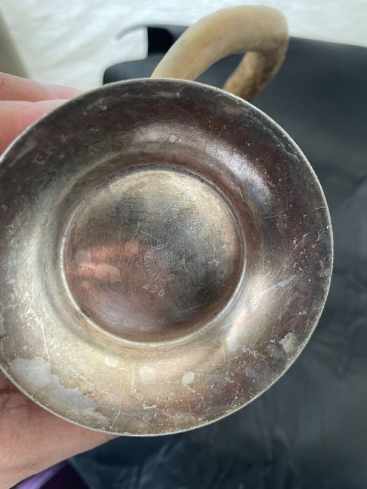 Cana placata argint(silver plated)Pinder Bros cu maner de coarne Angli