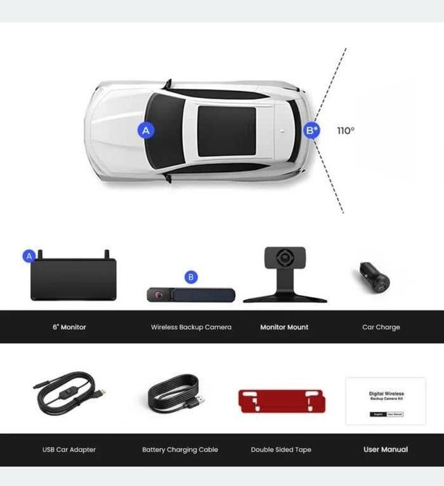 Двойна Безжична Соларна Камера за Задно Виждане AUTO-VOX Solar1 Pro 6