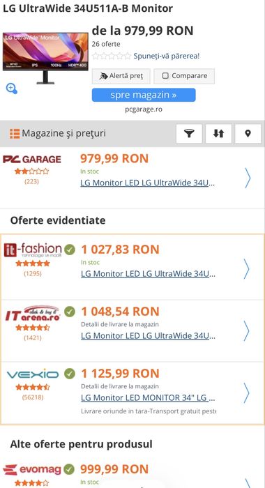 MDM vinde: Monitor IPS Led LG 34” 34U511A-B la Cutie