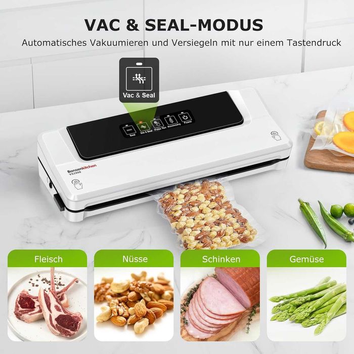 Уред за вакуумиране Bonsenkitchen 4-в-1 – Комплект с 40 торбички, за Sous Vide
