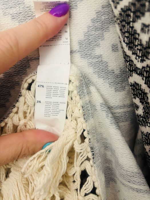 Reserved cardigan cu broderie și franjuri