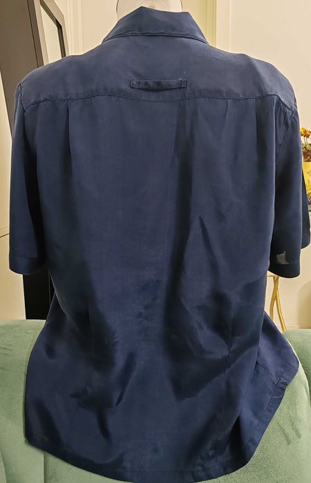 Cămașă bleumarin satinat Navy, model utility - MORE - Mărimea 42