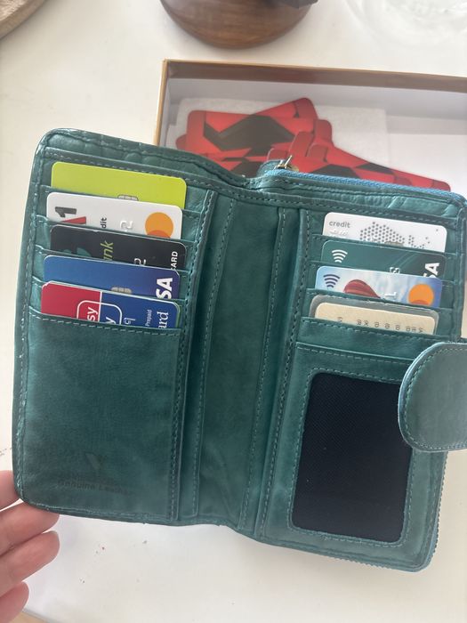 Нов италиански дамски портфейл от естестествена кожа