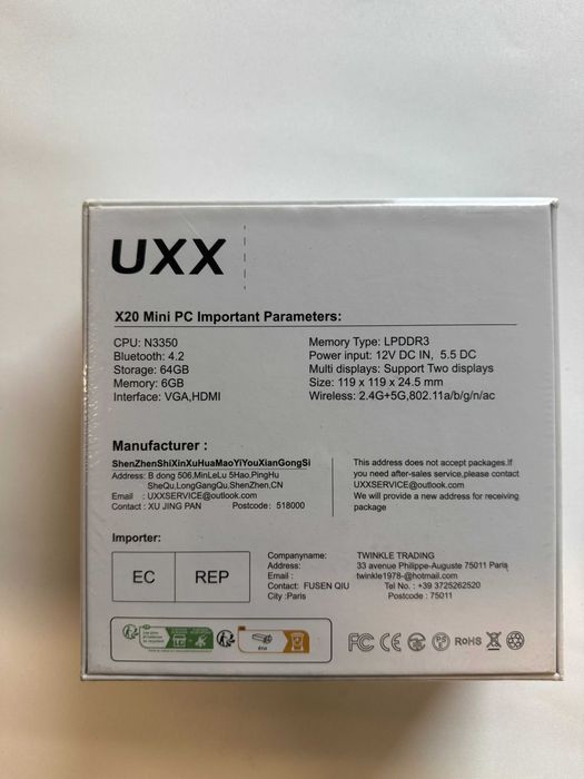 Uxx Mini Pc N3350 64gb hdmi/vga