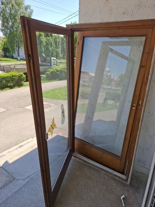 Usi terasă dublu/triplu termopan profil lemn Austria (4 buc)