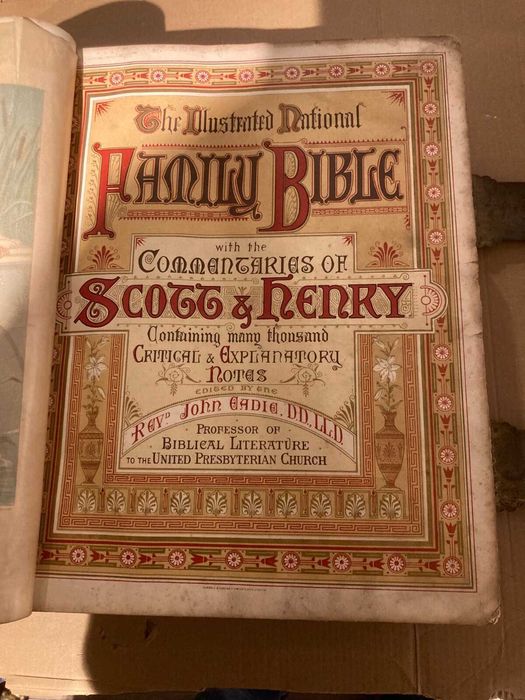 Biblia / Biblie veche Scott&Henry , piele, engleza ,1870 , 6 kg,