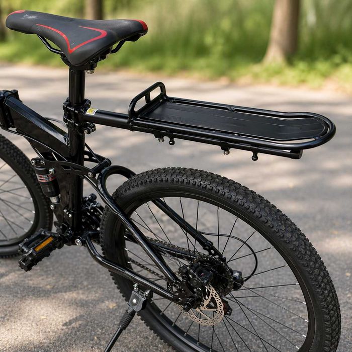 Универсален багажник за велосипед, алуминиев, черен, 35 x 12 см, до 10 кг
