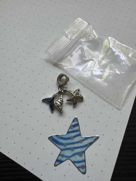 Сребърни Висулки - морска звезда, раковина и опашка на русалка