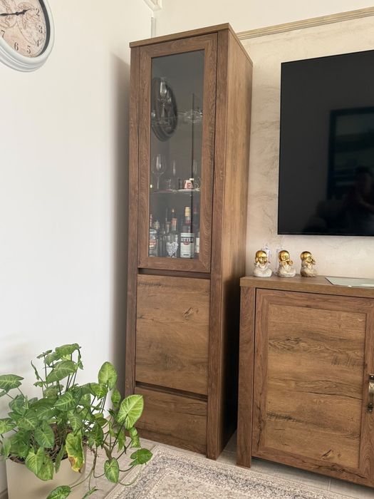 Vitrină VEDDE 1 ușă stejar sălbatic închis