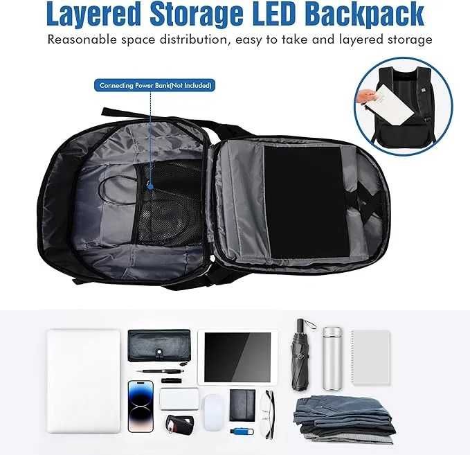 3D LED Раница Smart Pixel с дисплей, Светеща ЛЕД Раница с APP контрол