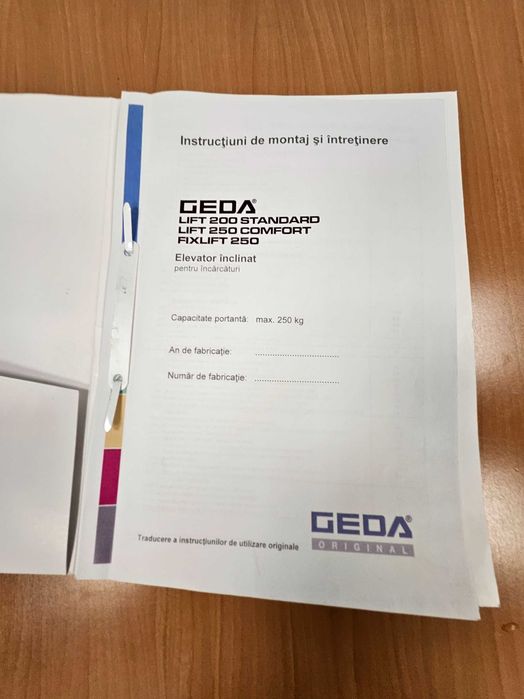 Elevator materiale GEDA Lift 250 Comfort – complet echipat, H=19,5m, 250 kg