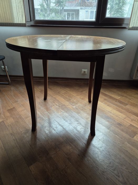 Кръгла разтегателна маса масив 90см/117см