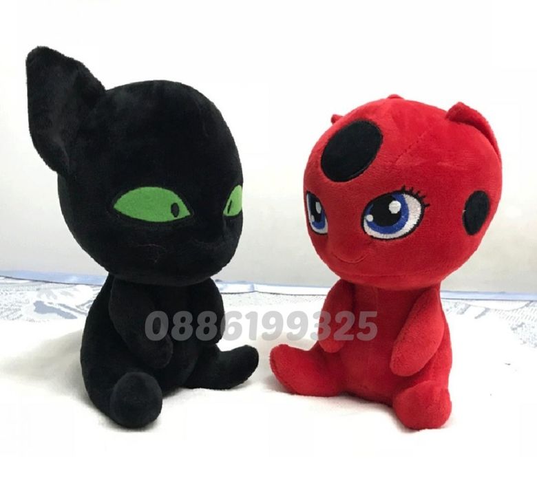 Комплект Плюшени играчки Tikki и Plagg Калинката и Черния котарак