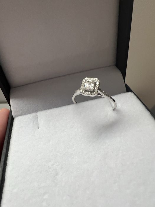 Inel aur alb 14 k cu diamante