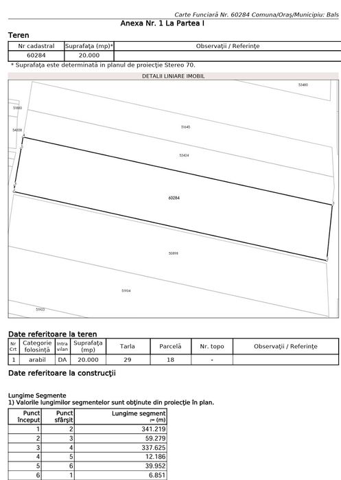 Vand teren intravilan – Balș, str. Luncii (asfalt) – 20.000 | 25€/mp