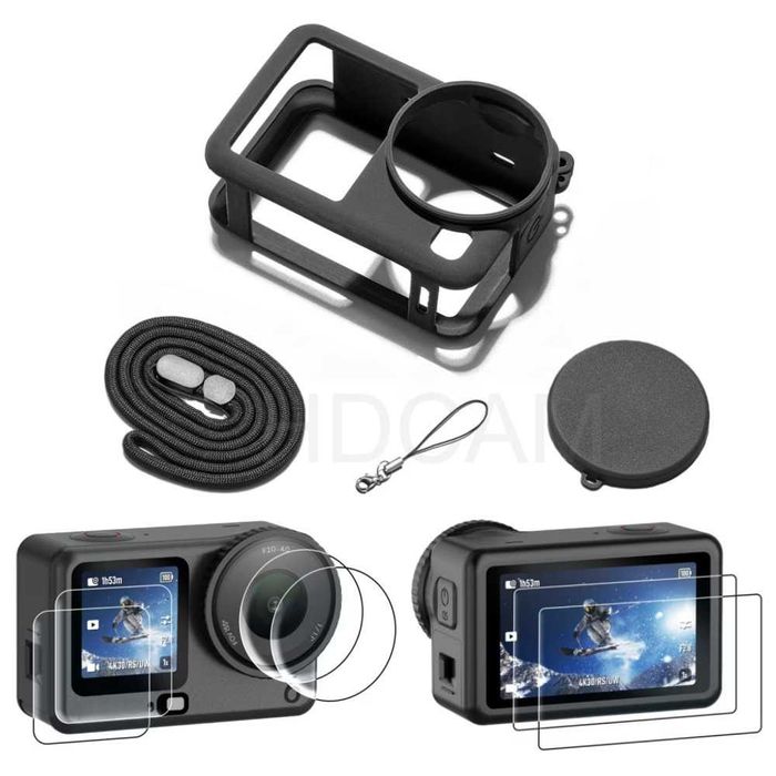 Силиконов калъф + 2 К-та Стъклени Протектори за DJI Osmo Action 6 Pro